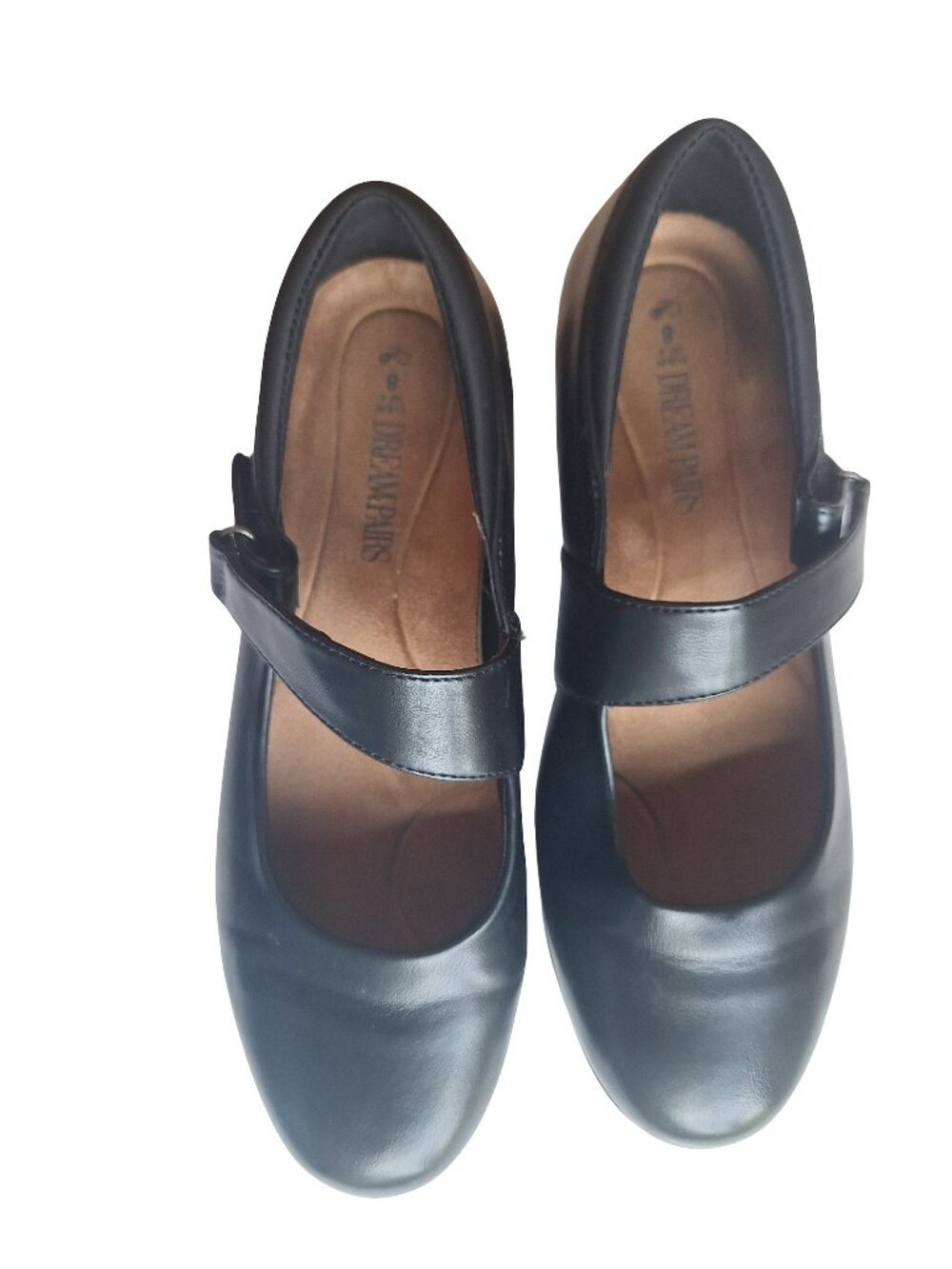 DREAM PAIRS Black Faux Leather Mary Jane Low Wedge Shoes Size 8 Whimsgoth
